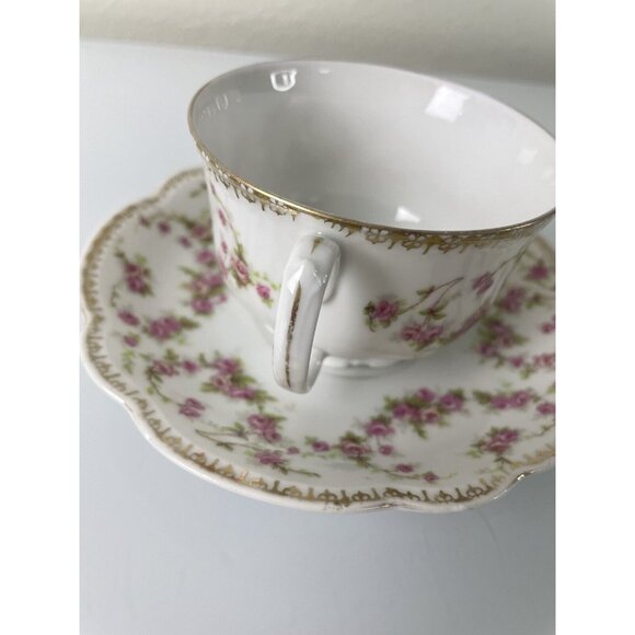 MZ Altrohlau CMR Czechoslovakia Bridal Rose Pattern Teacup & Saucer Set, Vintage - Picture 4 of 12